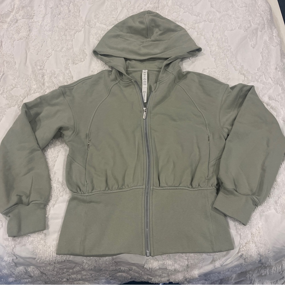 Lululemon Hugged Waist Cotton Zip Hoodie - Green Fern - Size 4 -Terry Sweatshirt